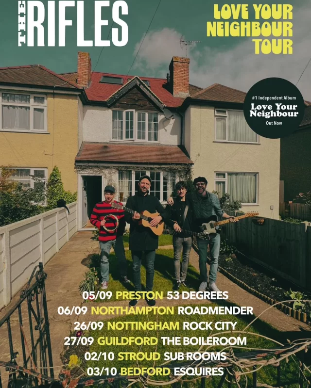 **NEW SHOW**

The Rifles will be heading to Roadmender on Sat 6th Sept, as part of their ‘Love Your Neighbour Tour’ 

On sale Fri 2nd @ 10am